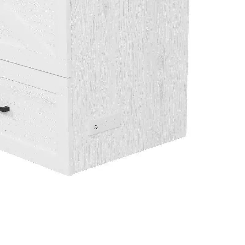 Letto a scomparsa Murphy grigio/bianco con cassetto e stazione di ricarica, piazza e mezzo/matrimoniale, per 1-2 persone