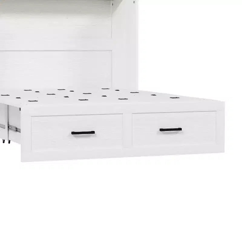 Letto a scomparsa Murphy grigio/bianco con cassetto e stazione di ricarica, piazza e mezzo/matrimoniale, per 1-2 persone