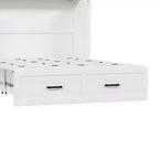Letto a scomparsa Murphy grigio/bianco con cassetto e stazione di ricarica, piazza e mezzo/matrimoniale, per 1-2 persone