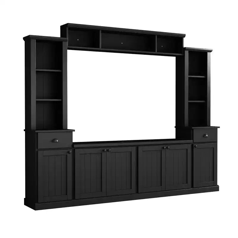 Mobile TV/Libreria Bianco/Nero con Ponte, Porta TV e Mensole, Adatto a TV fino a 75", Montaggio per 2 Persone