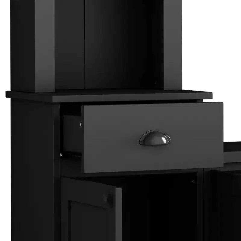 Mobile TV/Libreria Bianco/Nero con Ponte, Porta TV e Mensole, Adatto a TV fino a 75", Montaggio per 2 Persone