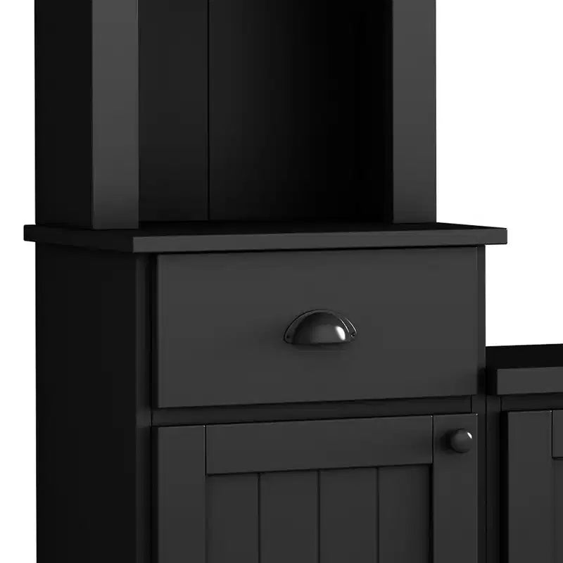 Mobile TV/Libreria Bianco/Nero con Ponte, Porta TV e Mensole, Adatto a TV fino a 75", Montaggio per 2 Persone