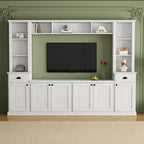 Mobile TV/Libreria Bianco/Nero con Ponte, Porta TV e Mensole, Adatto a TV fino a 75", Montaggio per 2 Persone