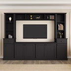Mobile TV/Libreria Bianco/Nero con Ponte, Porta TV e Mensole, Adatto a TV fino a 75", Montaggio per 2 Persone