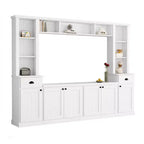 Mobile TV/Libreria Bianco/Nero con Ponte, Porta TV e Mensole, Adatto a TV fino a 75", Montaggio per 2 Persone