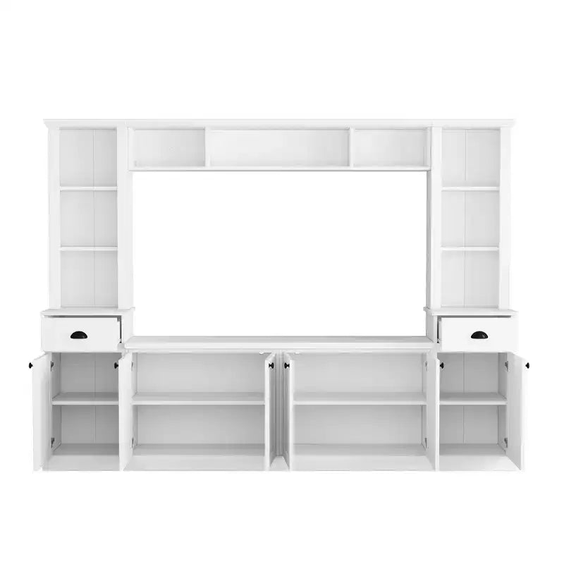 Mobile TV/Libreria Bianco/Nero con Ponte, Porta TV e Mensole, Adatto a TV fino a 75", Montaggio per 2 Persone