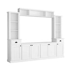 Mobile TV/Libreria Bianco/Nero con Ponte, Porta TV e Mensole, Adatto a TV fino a 75", Montaggio per 2 Persone