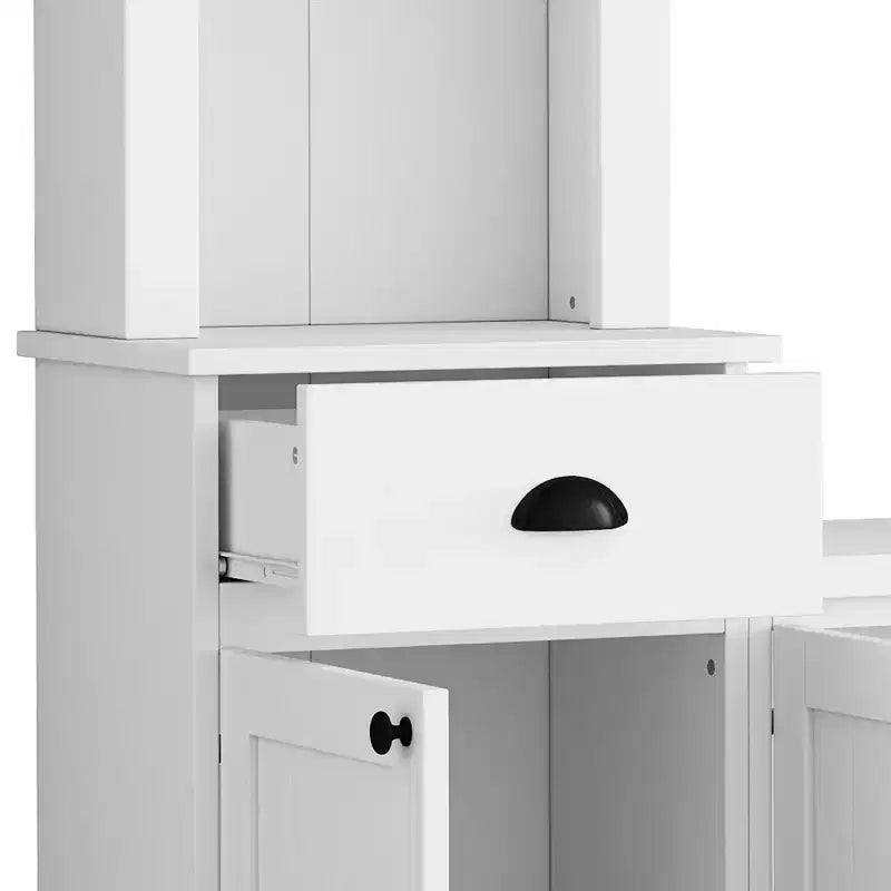 Mobile TV/Libreria Bianco/Nero con Ponte, Porta TV e Mensole, Adatto a TV fino a 75", Montaggio per 2 Persone