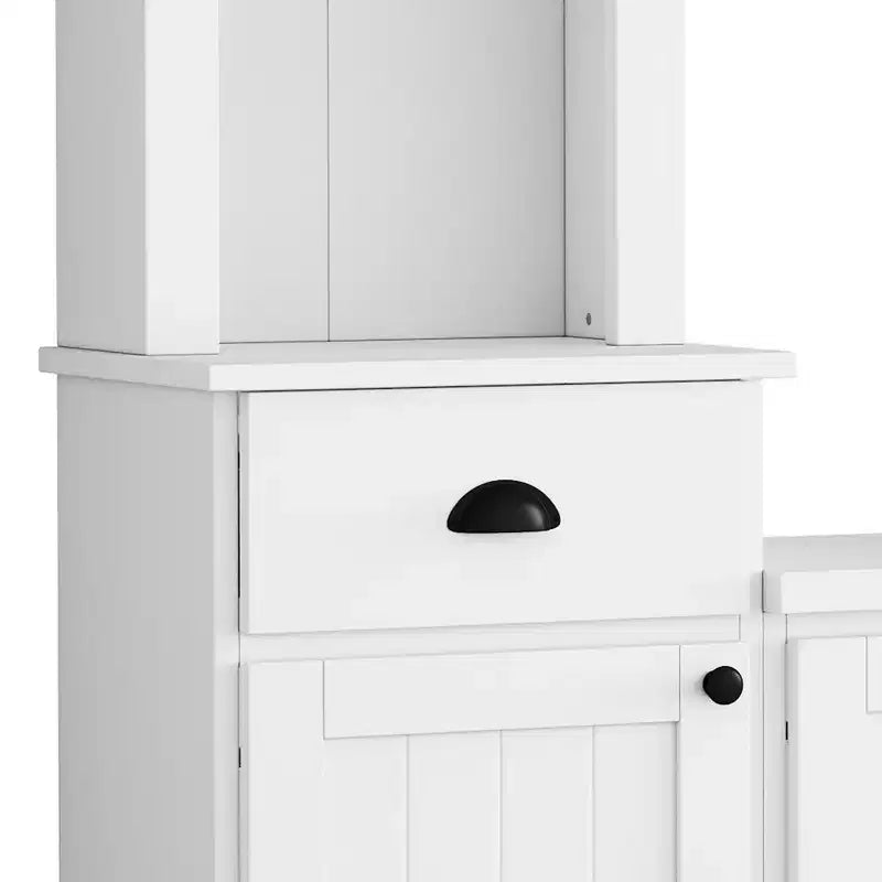 Mobile TV/Libreria Bianco/Nero con Ponte, Porta TV e Mensole, Adatto a TV fino a 75", Montaggio per 2 Persone