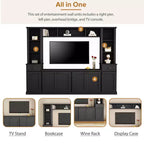 Mobile TV/Libreria Bianco/Nero con Ponte, Porta TV e Mensole, Adatto a TV fino a 75", Montaggio per 2 Persone