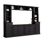 Mobile TV/Libreria Bianco/Nero con Ponte, Porta TV e Mensole, Adatto a TV fino a 75", Montaggio per 2 Persone