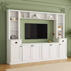 Mobile TV/Libreria Bianco/Nero con Ponte, Porta TV e Mensole, Adatto a TV fino a 75", Montaggio per 2 Persone
