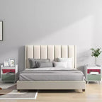 Comodino Bianco con Luci LED RGB, Vano Aperto e Cassetto