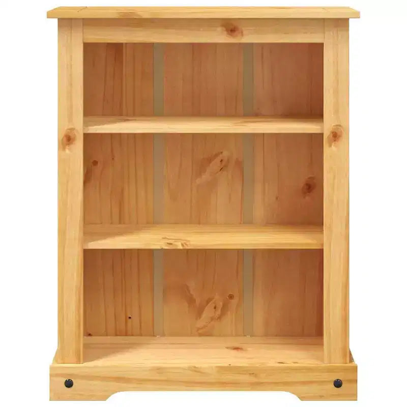 Libreria in legno di pino marrone, 4 ripiani, montaggio per 1 persona, altezze multiple