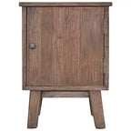 Comodino Rettangolare Marrone in Legno Massello di Teak con Anta Singola
