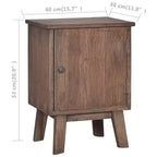 Comodino Rettangolare Marrone in Legno Massello di Teak con Anta Singola