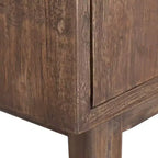 Comodino Rettangolare Marrone in Legno Massello di Teak con Anta Singola