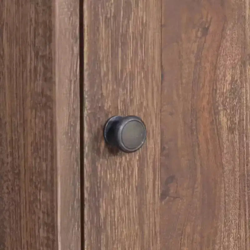 Comodino Rettangolare Marrone in Legno Massello di Teak con Anta Singola