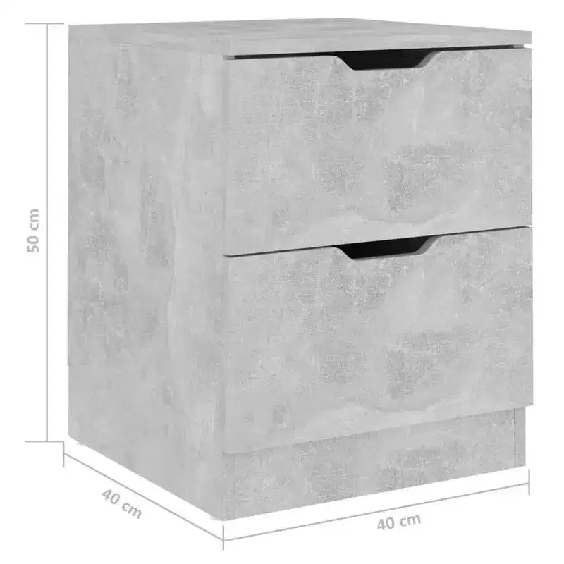 Mobiletto laterale grigio cemento con 2 cassetti, per 1