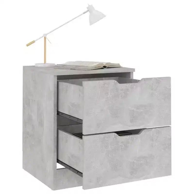 Mobiletto laterale grigio cemento con 2 cassetti, per 1