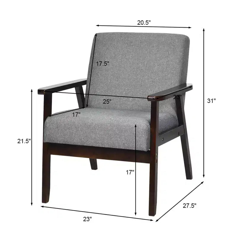 Poltroncina di design in lino beige/grigio/arancione/blu/giallo, stile Mid-Century, seduta singola