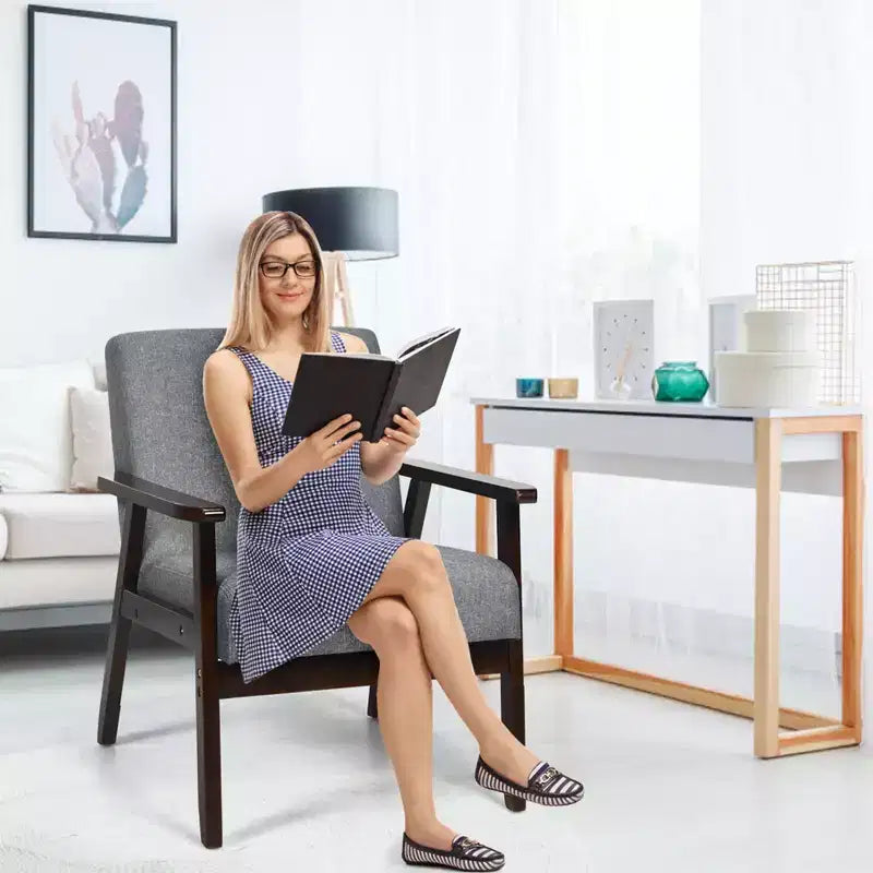Poltroncina di design in lino beige/grigio/arancione/blu/giallo, stile Mid-Century, seduta singola