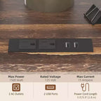 Supporto per stampante industriale marrone rustico e nero con ruote, prese USB e AC, uso per 1 persona