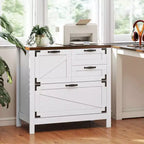 Armadio Classificatore Laterale a 4 Cassetti Stile Fattoria con Venature del Legno Nero