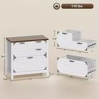 Armadio Classificatore Laterale a 4 Cassetti Stile Fattoria con Venature del Legno Nero