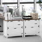 Armadio Classificatore Laterale a 4 Cassetti Stile Fattoria con Venature del Legno Nero