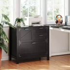 Armadio Classificatore Laterale a 4 Cassetti Stile Fattoria con Venature del Legno Nero