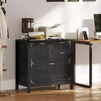 Armadio Classificatore Laterale a 4 Cassetti Stile Fattoria con Venature del Legno Nero