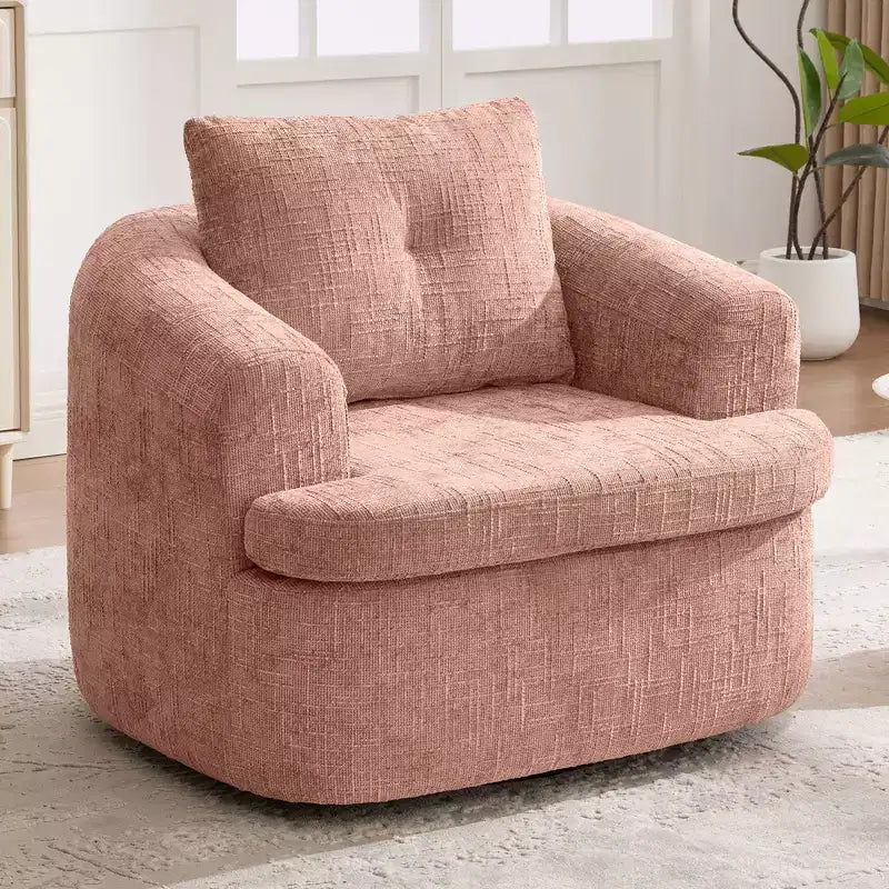 Poltrona girevole a barilotto in beige+marrone / marrone / verde / rosa, a seduta singola