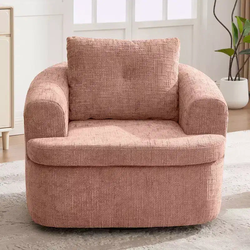 Poltrona girevole a barilotto in beige+marrone / marrone / verde / rosa, a seduta singola