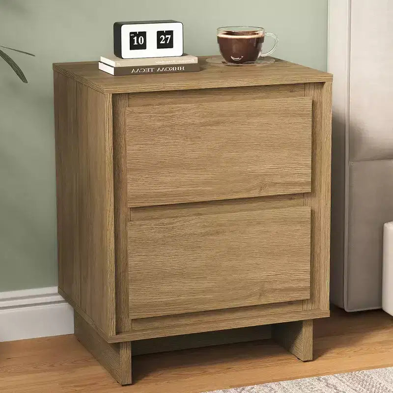 Cassettiera a 2 cassetti, beige/rovere naturale, legno, singola