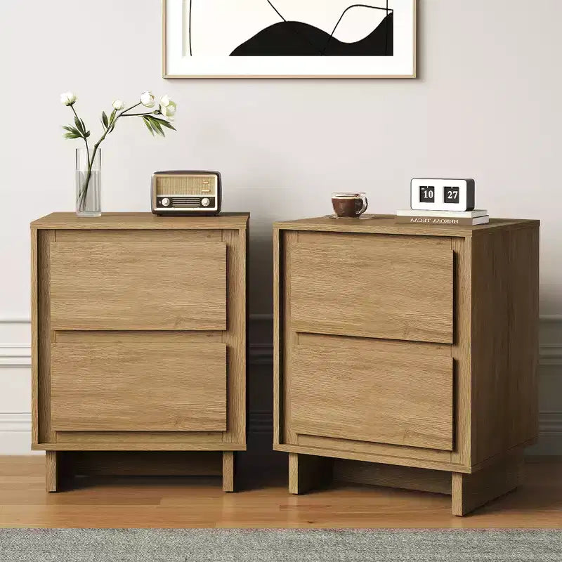 Cassettiera a 2 cassetti, beige/rovere naturale, legno, singola