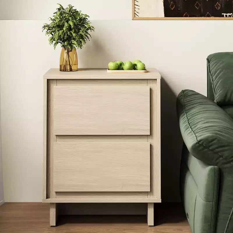 Cassettiera a 2 cassetti, beige/rovere naturale, legno, singola