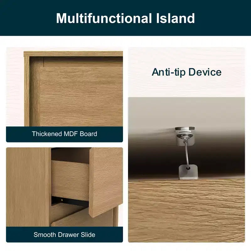 Cassettiera a 2 cassetti, beige/rovere naturale, legno, singola