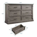 Comò a 6 cassetti rustico marrone/grigio, cassettiera larga per uso individuale