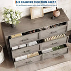 Comò a 6 cassetti rustico marrone/grigio, cassettiera larga per uso individuale
