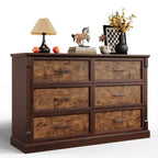 Comò a 6 cassetti rustico marrone/grigio, cassettiera larga per uso individuale