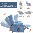 Poltrona reclinabile elettrica grande con sollevatore motorizzato, doppia motorizzazione, con massaggio e riscaldamento in ciniglia beige, posizione infinita, portata fino a 158 kg, con portabicchieri a scomparsa