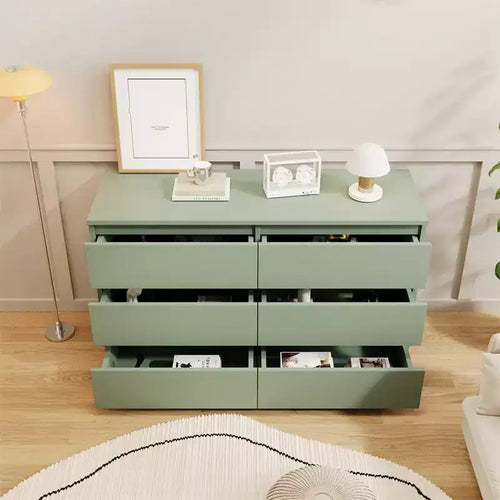 Cassettiera doppia a 6 cassetti per la cameretta dei bambini, Organizer per bambini, Cassettiera verde