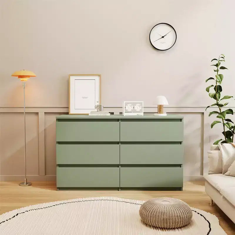 Cassettiera doppia a 6 cassetti per la cameretta dei bambini, Organizer per bambini, Cassettiera verde