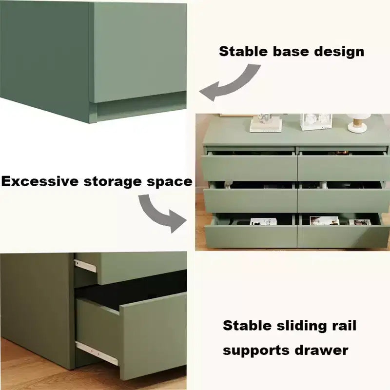 Cassettiera doppia a 6 cassetti per la cameretta dei bambini, Organizer per bambini, Cassettiera verde