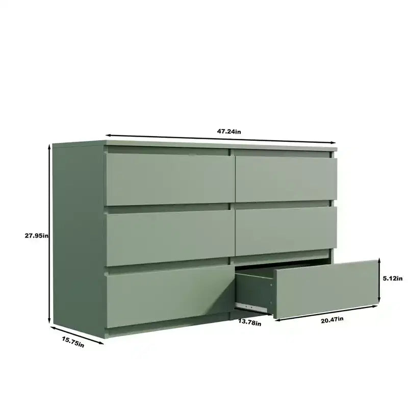 Cassettiera doppia a 6 cassetti per la cameretta dei bambini, Organizer per bambini, Cassettiera verde