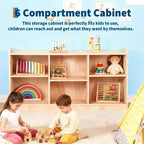 Libreria Montessoriana in Legno, Organizer Giocattoli e Libri a 5 Scomparti con Divisori Regolabili, Libreria per Bambini con Finitura Naturale per Sala Giochi