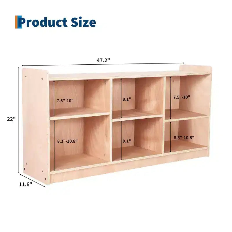 Libreria Montessoriana in Legno, Organizer Giocattoli e Libri a 5 Scomparti con Divisori Regolabili, Libreria per Bambini con Finitura Naturale per Sala Giochi