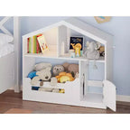 Libreria per Bambini a 2 Livelli con Luce a Sensore di Movimento - Scaffale in Legno, Organizer per Giocattoli, Porta Libri per Camerette, Aule, Sale Giochi