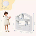Libreria per Bambini a 2 Livelli con Luce a Sensore di Movimento - Scaffale in Legno, Organizer per Giocattoli, Porta Libri per Camerette, Aule, Sale Giochi